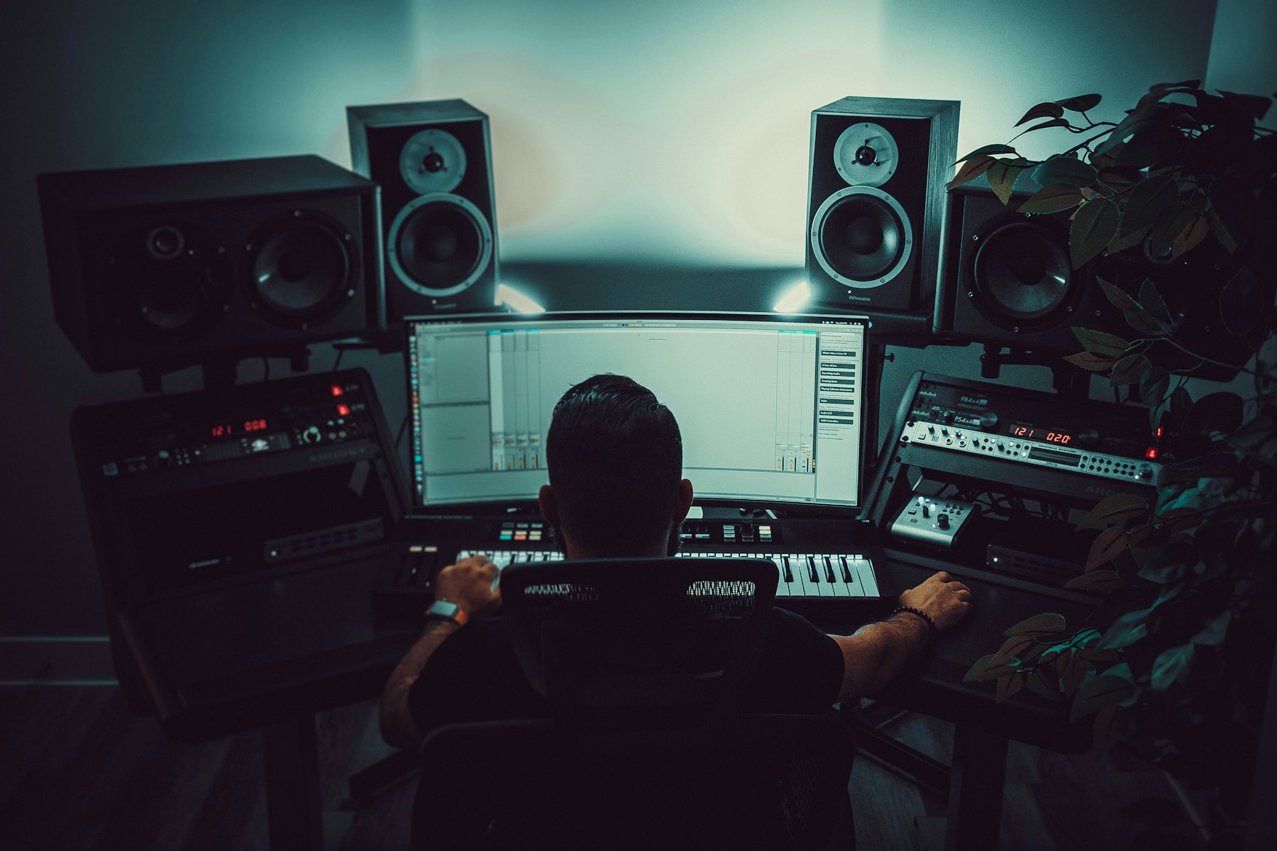 Console faders at 512 Studios