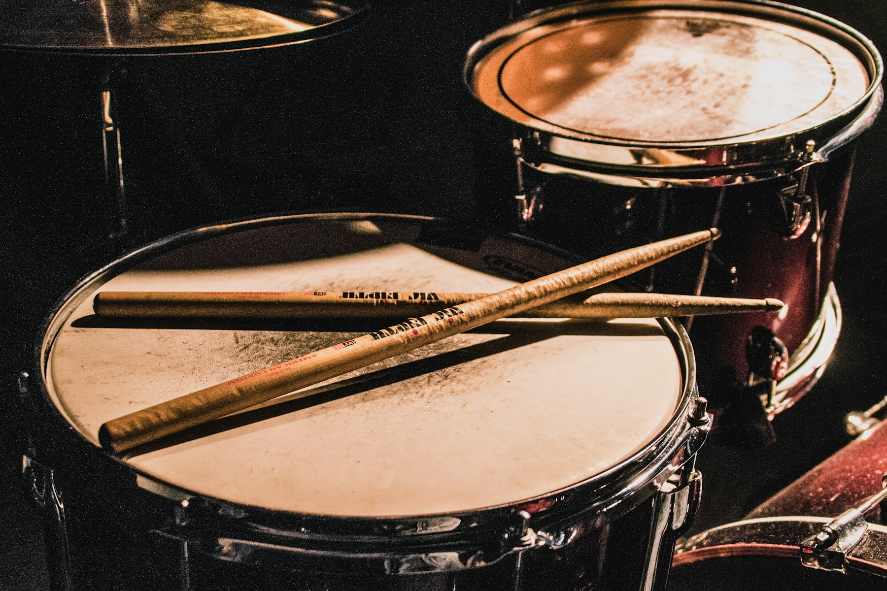 A kit set up in the live room